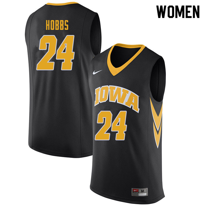 Women #24 Nicolas Hobbs Iowa Hawkeyes College Basketball Jerseys Sale-Black
